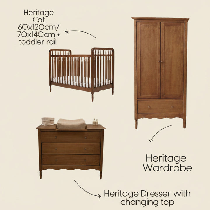 Pack Chambre complet, finition Heritage Walnut - Mix & Match *
