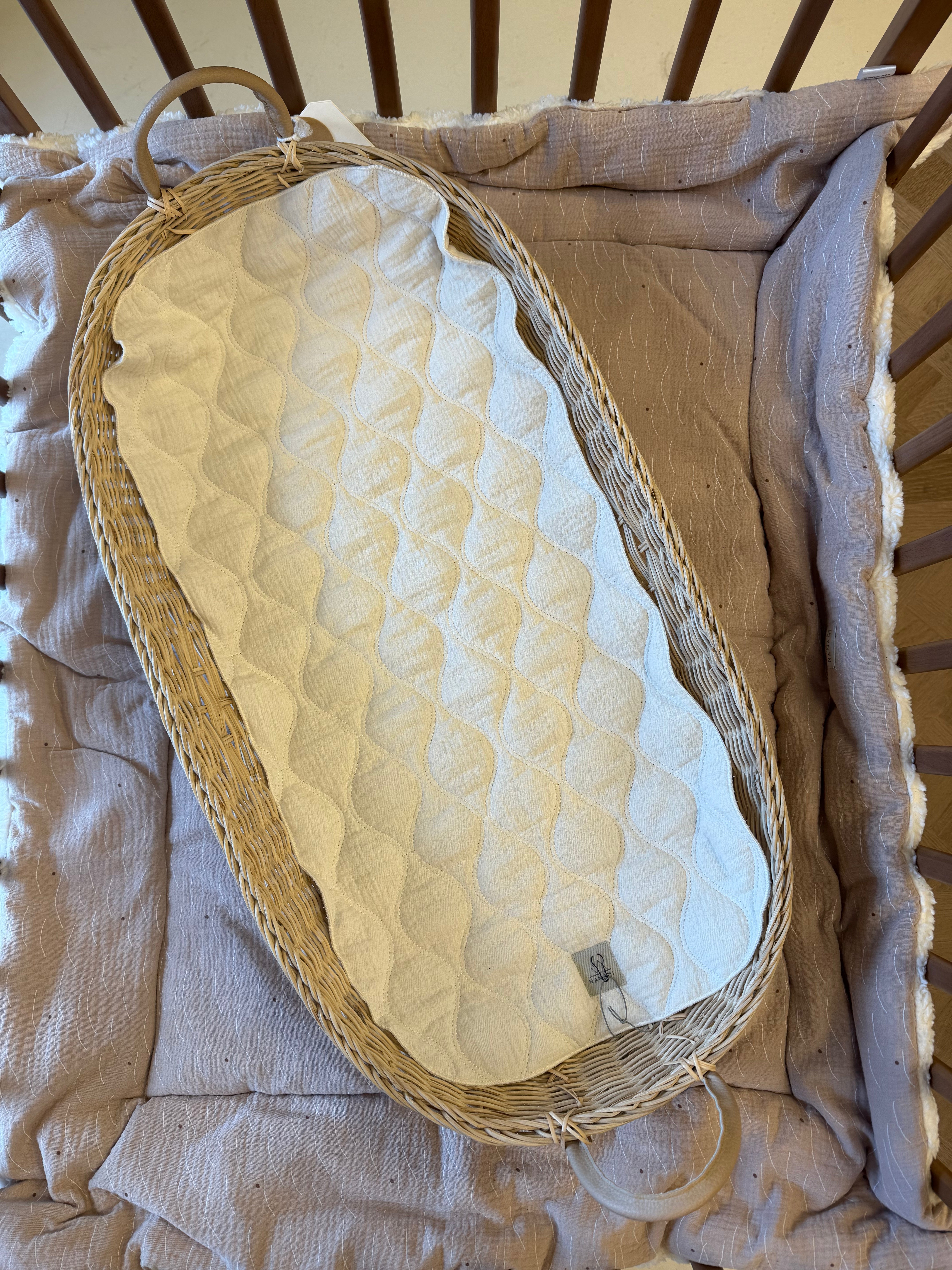 Organiczna wkładka do wózka/kołyski - bawełna w wzór wave