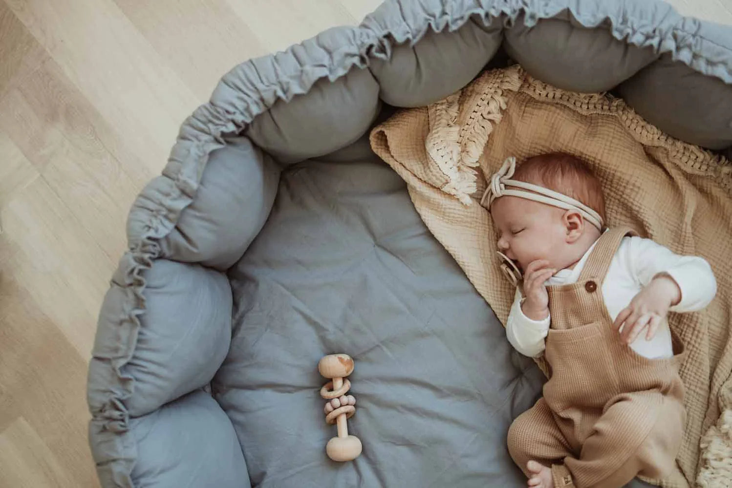 Play&Go Organic Bloom Babymat / Nest Dusty Blue - Hola BB