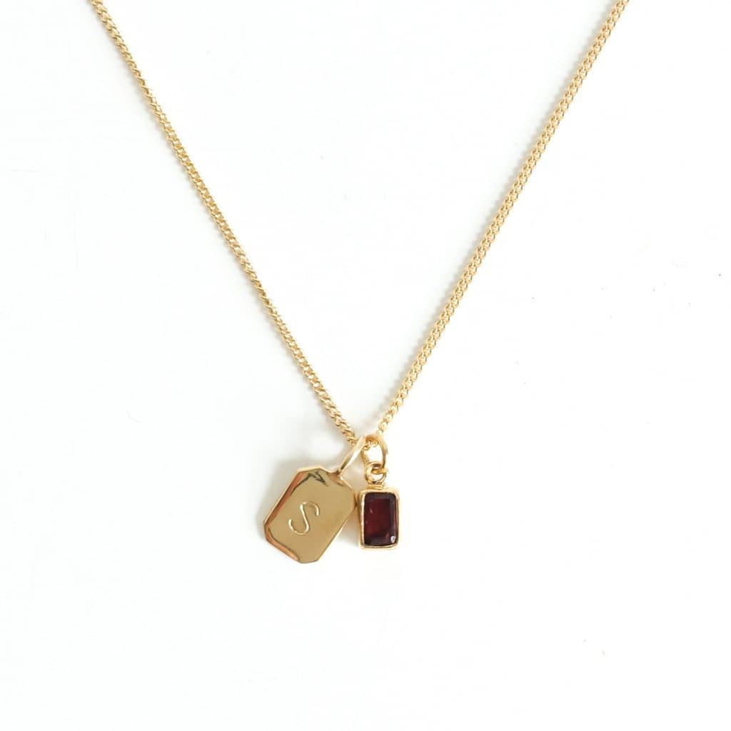 MAYLI Gold Birth Stone Initial Pendant - Multiple stones  - Hola BB